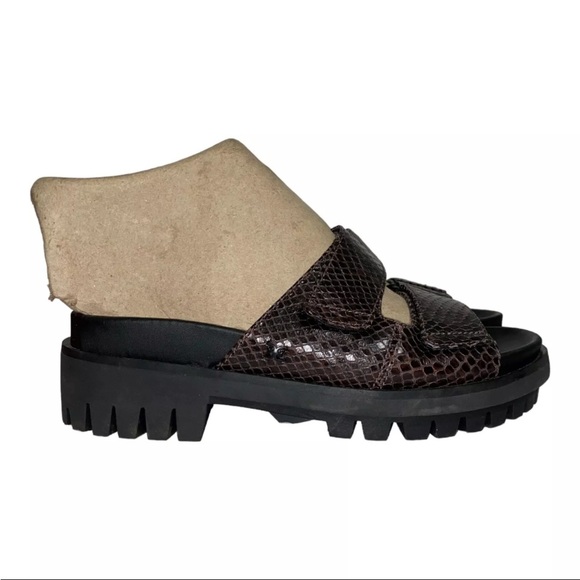 Sam Edelman Sandals Women’s Eliana Chunky Leather Brown Sandel NEW - Picture 2 of 7